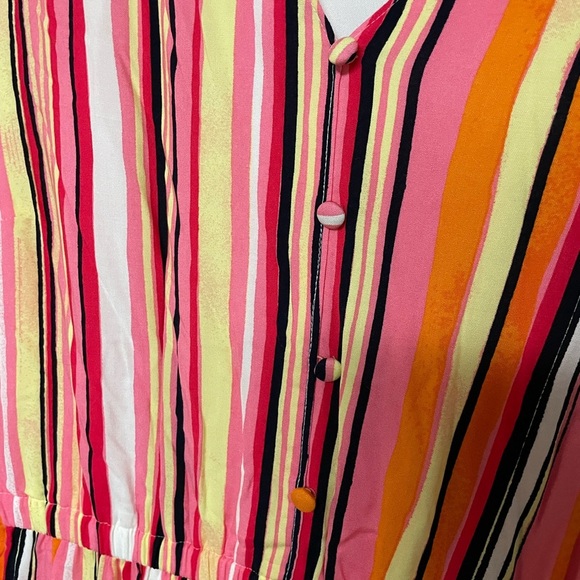 Lane Bryan size 16 Multi Colorful Striped V-neck Long Balloon Sleeve Maxi Dress - Picture 4 of 7